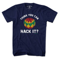 Think You Can Hack It? Hacky Sack t-shirt in navy — retro hacky sack tee