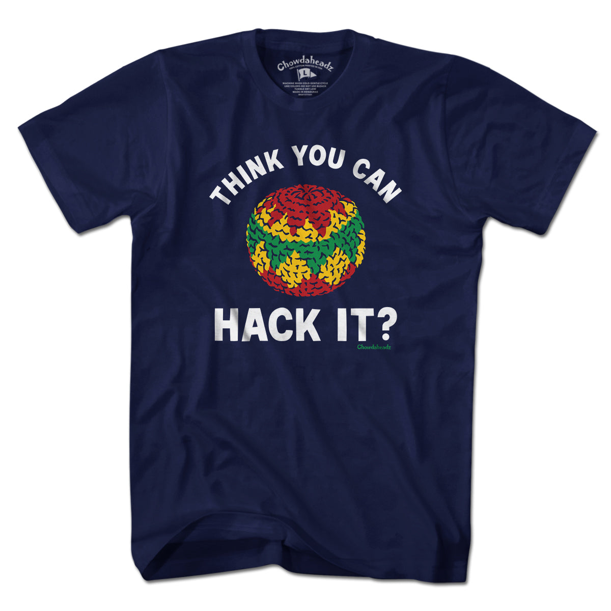 Think You Can Hack It? Hacky Sack t-shirt in navy — retro hacky sack tee