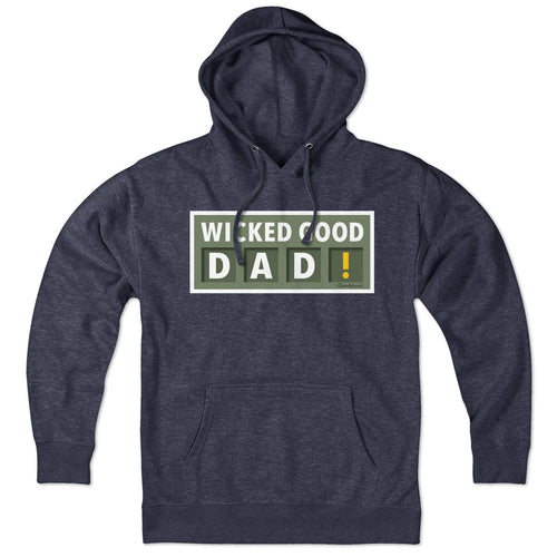 Wicked Good Dad Scoreboard hoodie in heather blue — Boston baseball dad hoodie