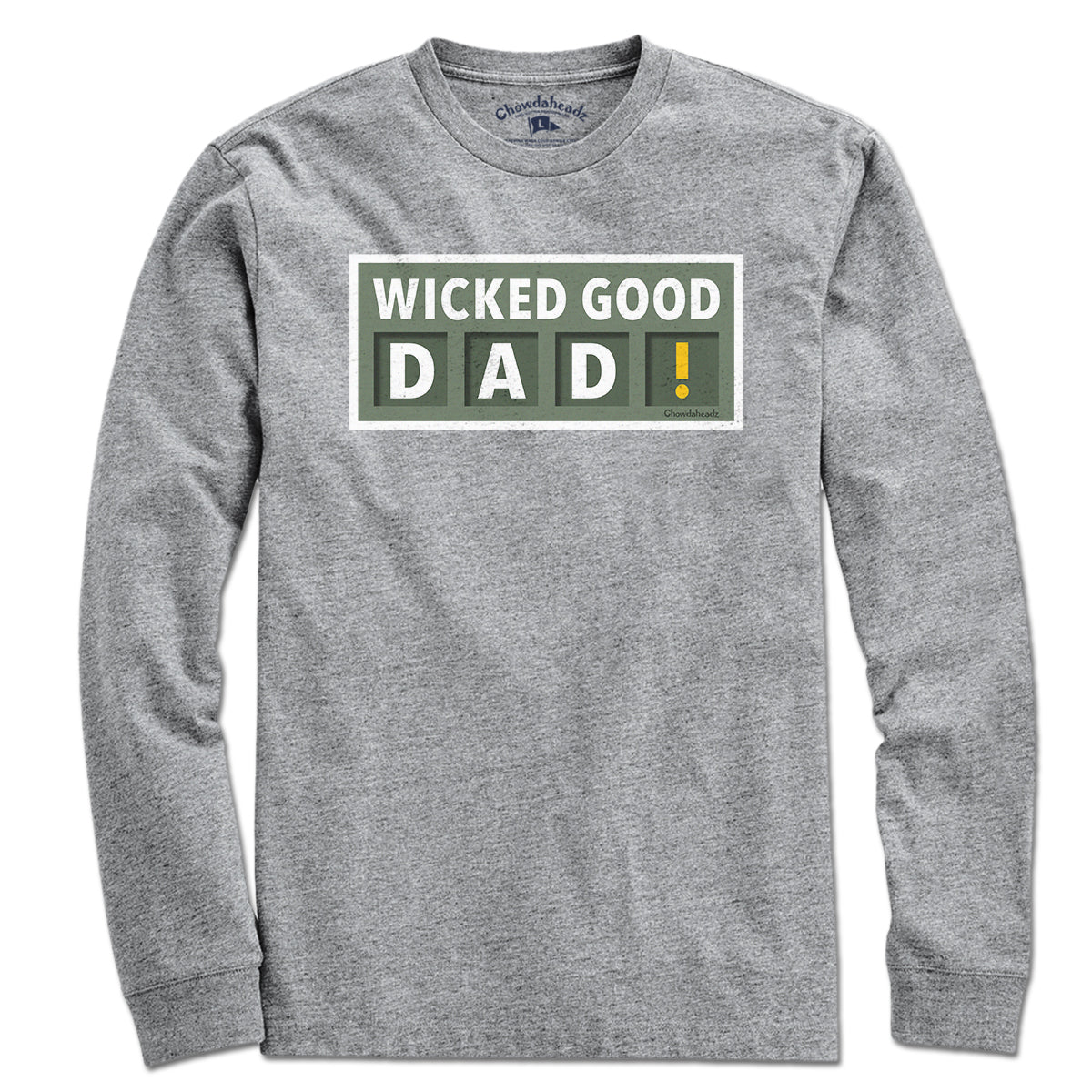 Wicked Good Dad Scoreboard long sleeve t-shirt in gray — Father's Day baseball long sleeve