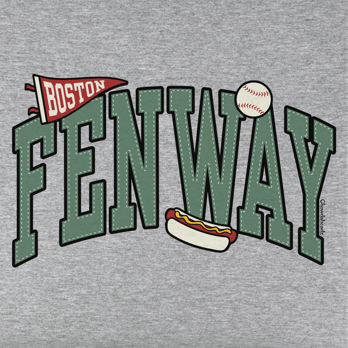 Fenway Arch Baseball Icons Youth hoodie graphic detail in Gray