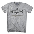 Men's Tee in Gray with Shaaahk Boston coastal shark graphic