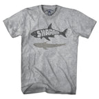 Men's Tee in Gray with Shaaahk Boston coastal shark graphic