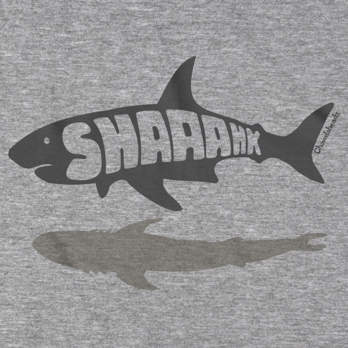 Long Sleeve in Gray with Shaaahk Boston coastal shark graphic
