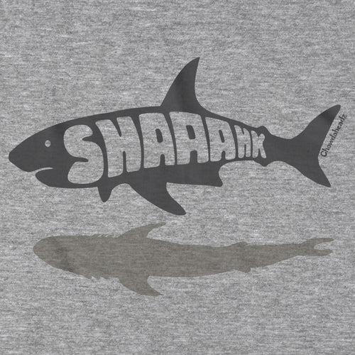 Long Sleeve in Gray with Shaaahk Boston coastal shark graphic