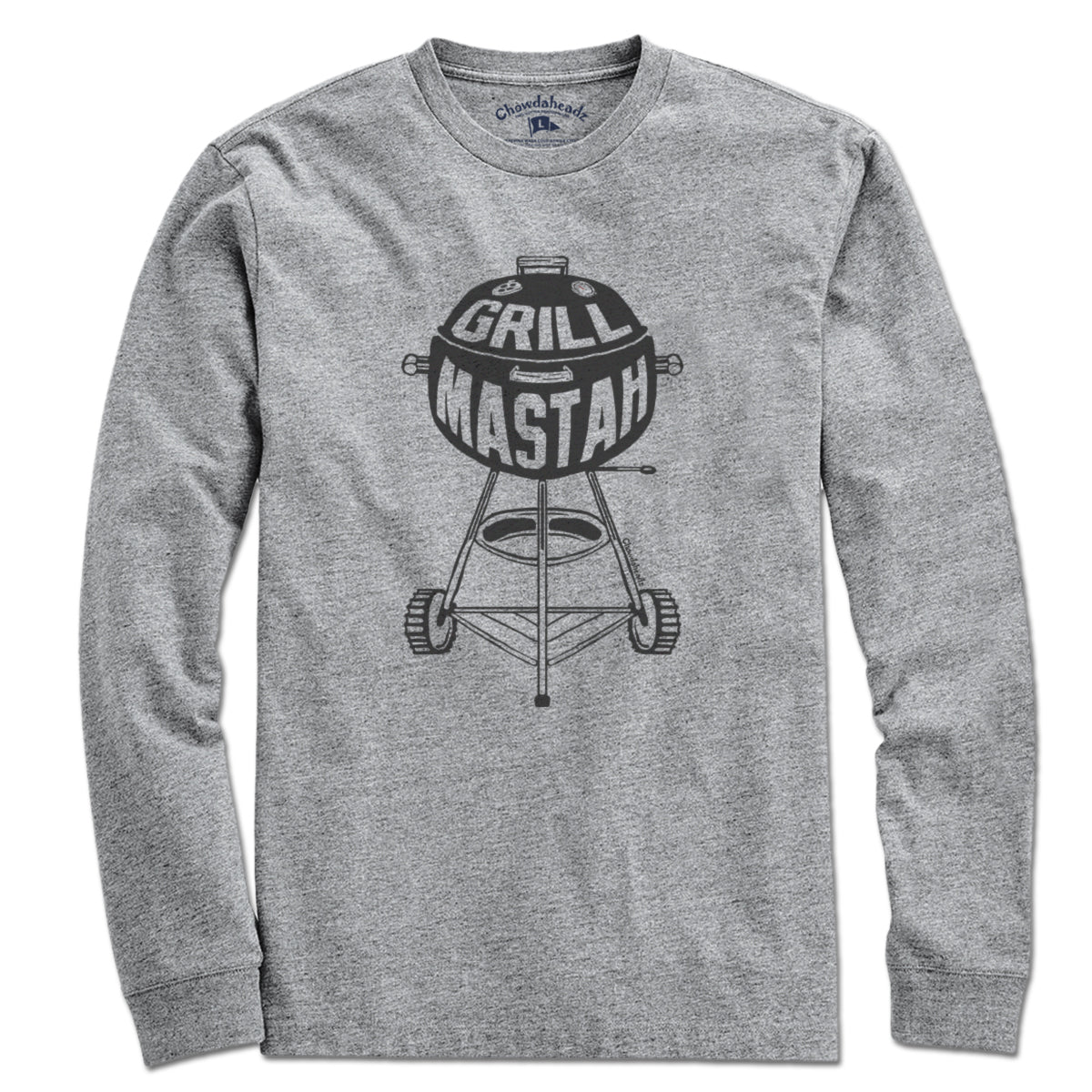 Ladies Tee in Gray with Charcoal Grill Mastah Boston BBQ graphic