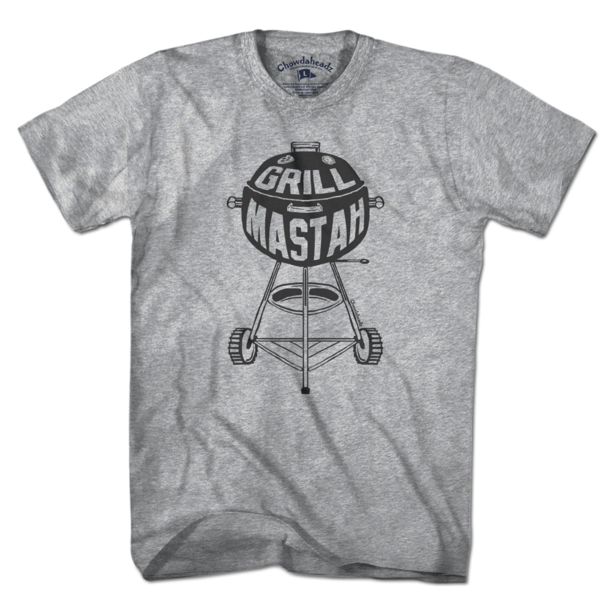 Men's Tee in Gray with Charcoal Grill Mastah Boston BBQ graphic