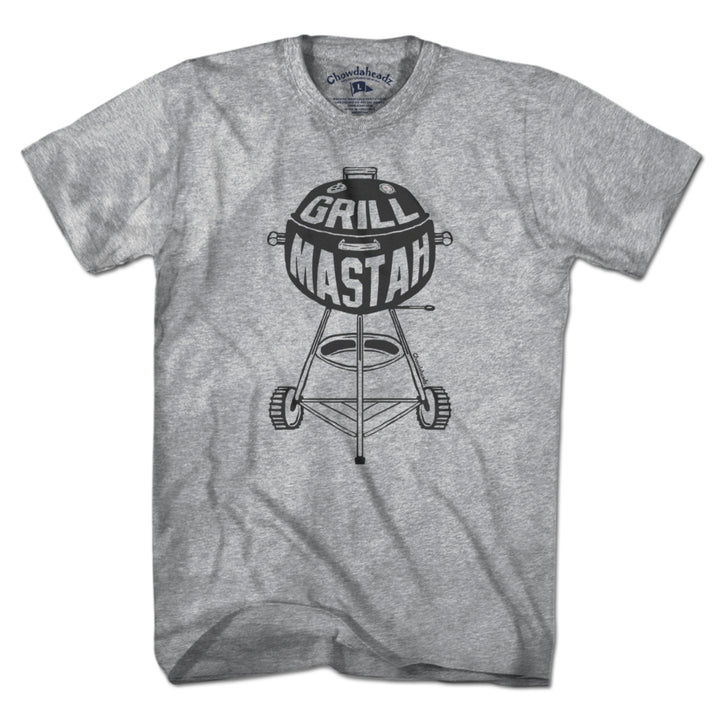 Men's Tee in Gray with Charcoal Grill Mastah Boston BBQ graphic