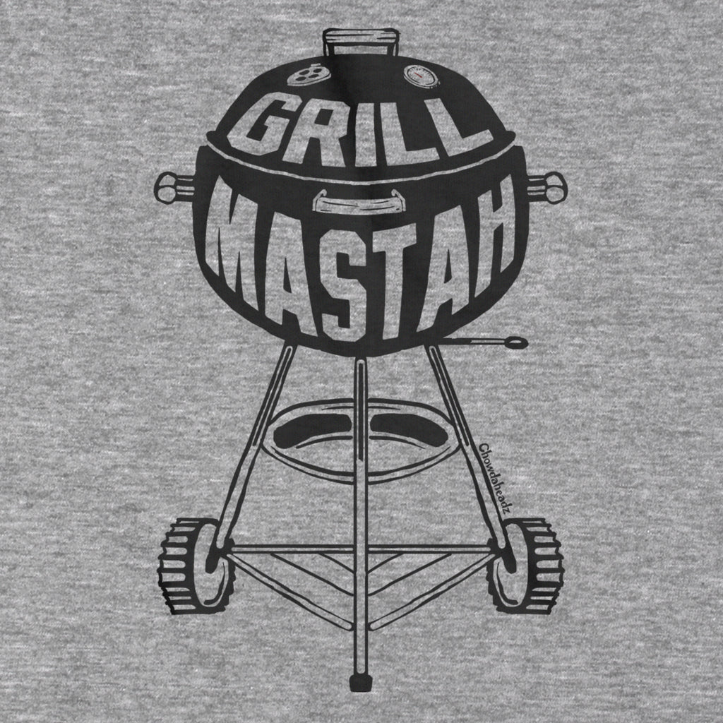 Long Sleeve in Gray with Charcoal Grill Mastah Boston BBQ graphic