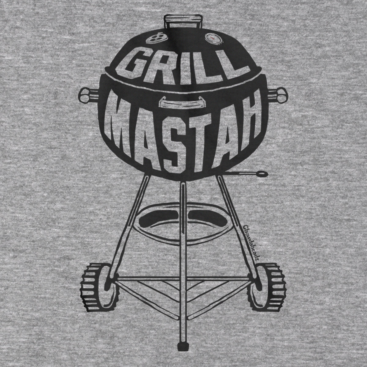 Long Sleeve in Gray with Charcoal Grill Mastah Boston BBQ graphic