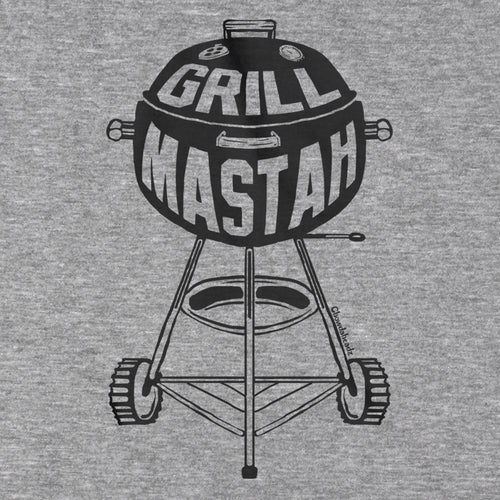 Long Sleeve in Gray with Charcoal Grill Mastah Boston BBQ graphic