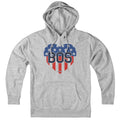 Hoodie in Gray with BOS Heart Stars & Stripes Boston patriotic graphic