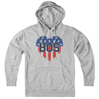 Hoodie in Gray with BOS Heart Stars & Stripes Boston patriotic graphic