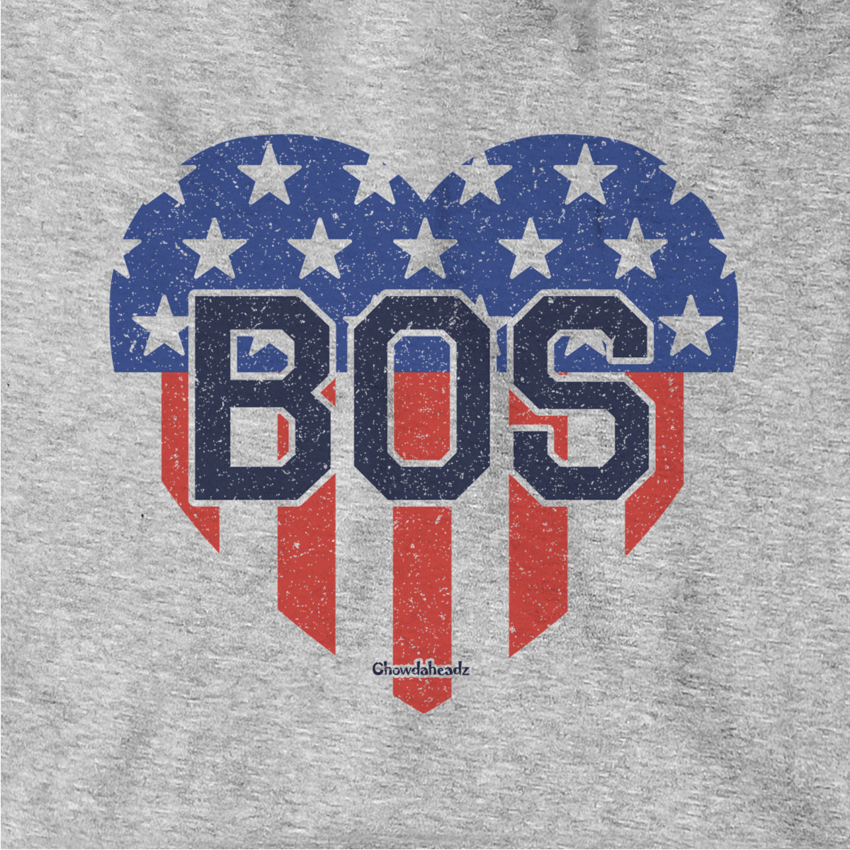 BOS Heart Stars & Stripes hoodie graphic detail in Gray