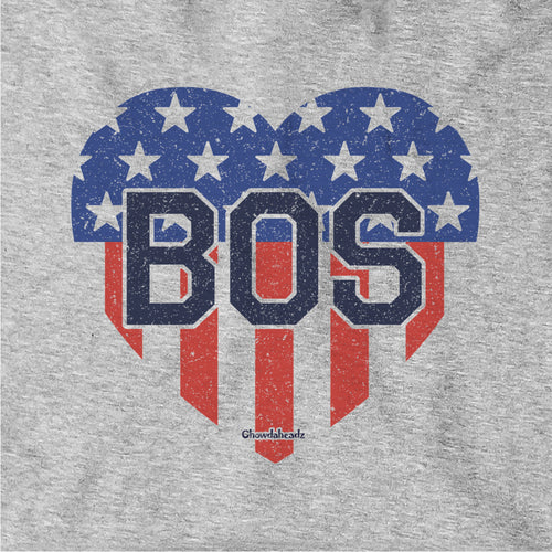 BOS Heart Stars & Stripes hoodie graphic detail in Gray