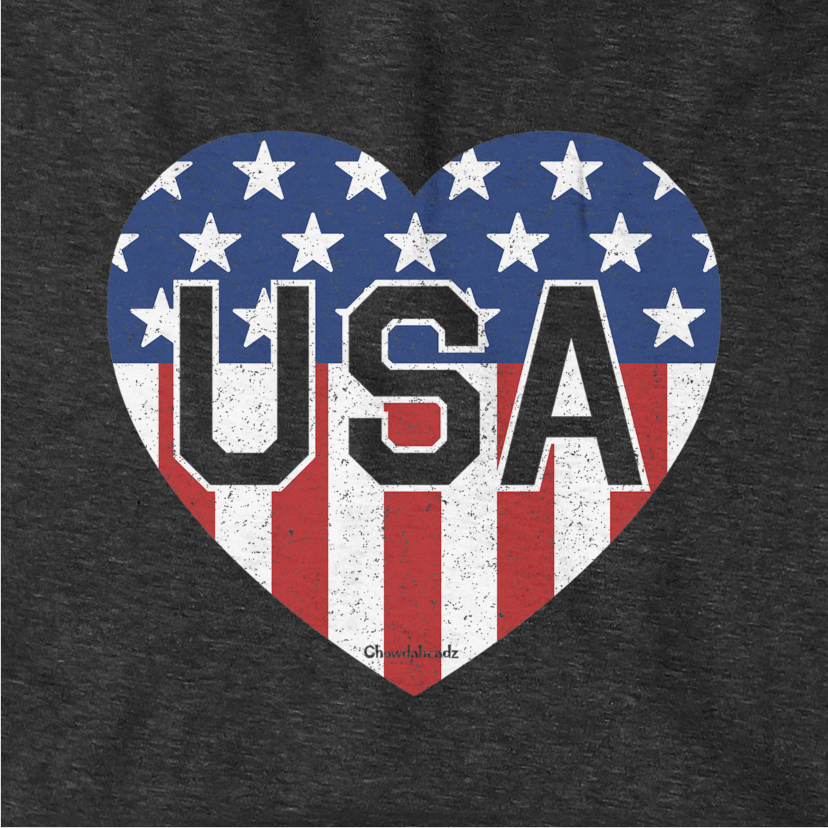 Hoodie in Heather Blue with USA Heart stars and stripes graphic
