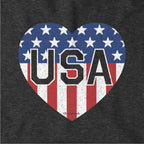 Hoodie in Heather Blue with USA Heart stars and stripes graphic