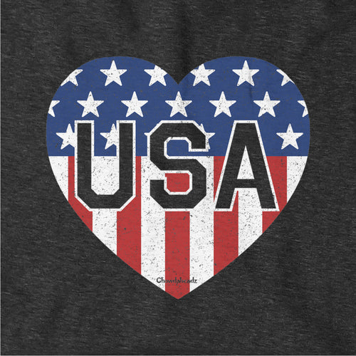 Hoodie in Heather Blue with USA Heart stars and stripes graphic