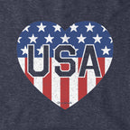 USA Heart hoodie graphic detail in Heather Blue
