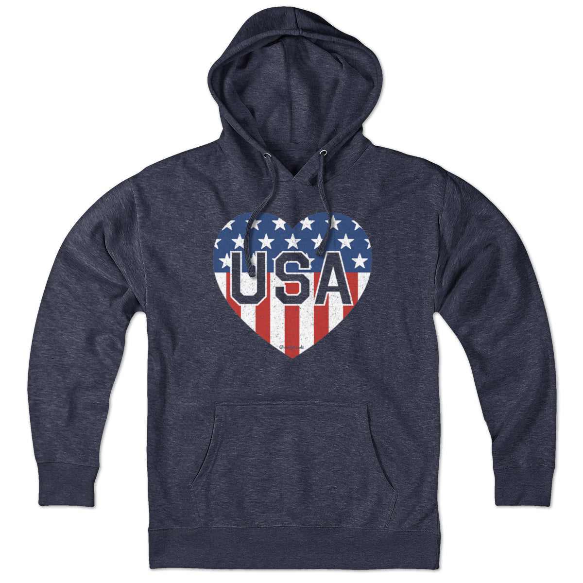 USA Heart hoodie graphic detail in Charcoal