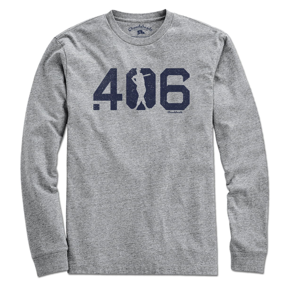 .406 Hitter T-Shirt — long-sleeve shirt flat lay in Gray