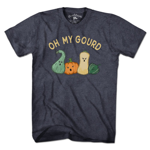 Men's Tee in Heather Blue with Oh My Gourd fall pumpkin graphic