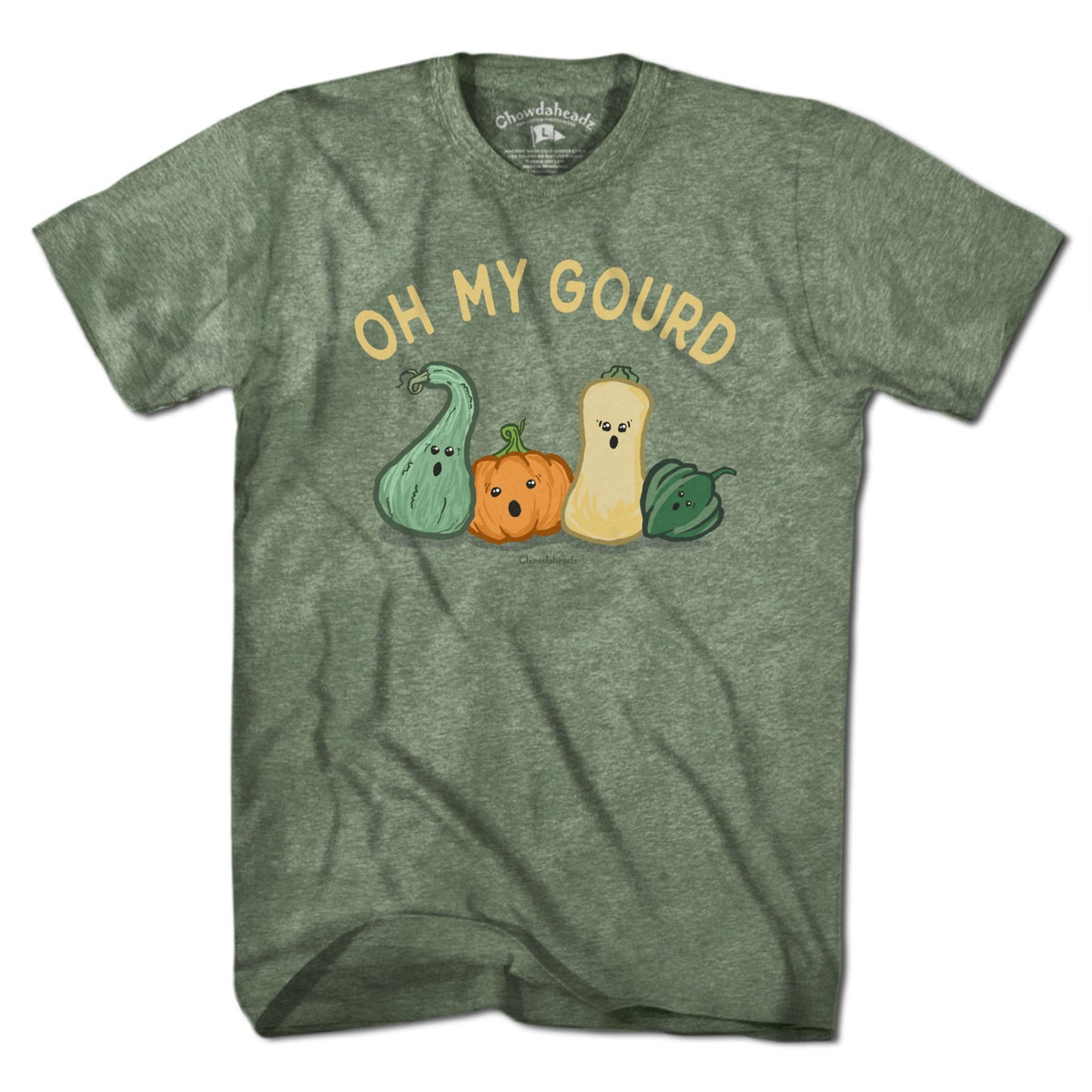 Oh My Gourd tee graphic detail in Heather Blue