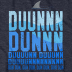 Shark Theme tee graphic detail in Heather Blue