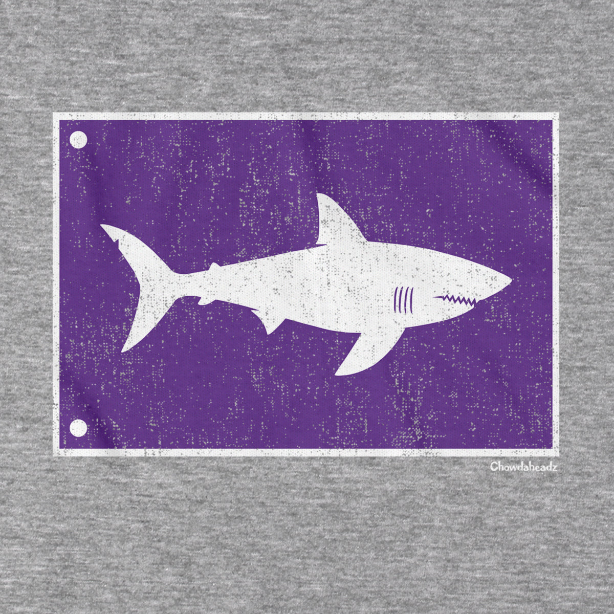 Shark Warning Flag hoodie graphic detail in Gray