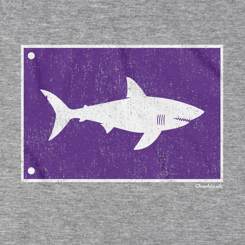 Shark Warning Flag hoodie graphic detail in Gray