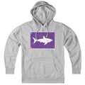 Hoodie in Gray with Shark Warning Flag Cape Cod graphic