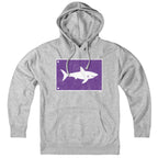 Hoodie in Gray with Shark Warning Flag Cape Cod graphic