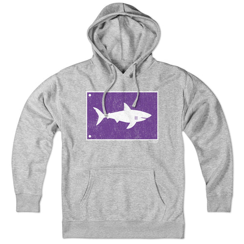 Hoodie in Gray with Shark Warning Flag Cape Cod graphic