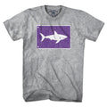 Men's Tee in Gray with Shark Warning Flag Cape Cod graphic