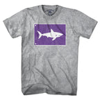 Men's Tee in Gray with Shark Warning Flag Cape Cod graphic
