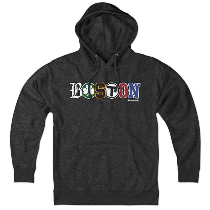 Boston Townie Pride Hoodie — hoodie flat lay in Charcoal