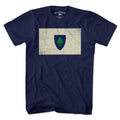 Vintage Massachusetts Flag T-Shirt — men's tee flat lay in Navy