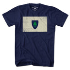 Vintage Massachusetts Flag T-Shirt — men's tee flat lay in Navy