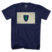 Vintage Massachusetts Flag T-Shirt — men's tee flat lay in Navy