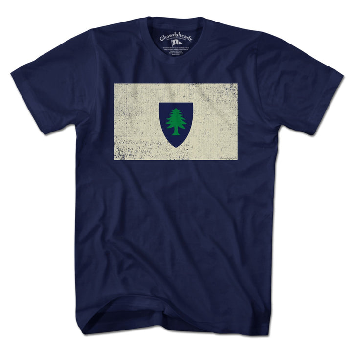 Vintage Massachusetts Flag T-Shirt — men's tee flat lay in Navy