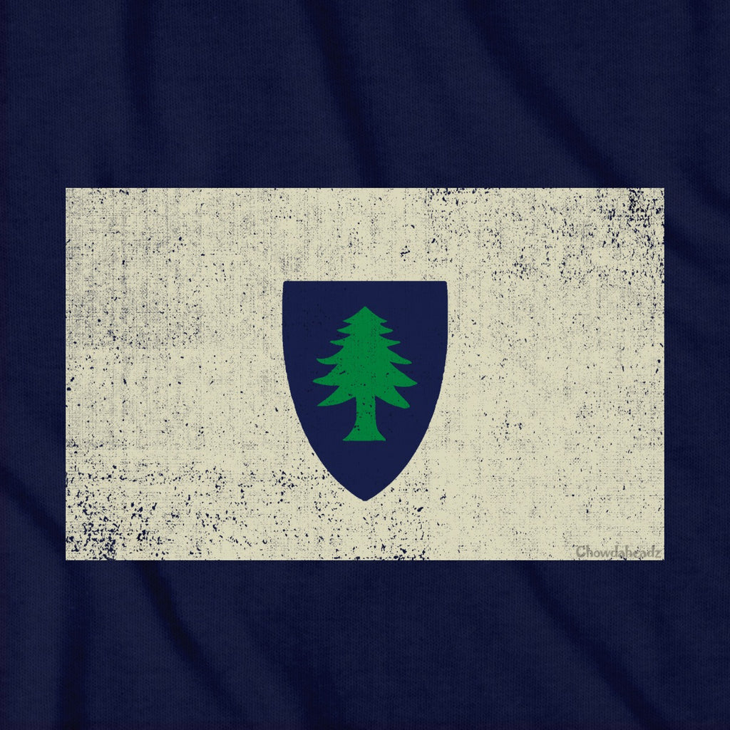 Vintage Massachusetts Flag T-Shirt — graphic detail in Navy