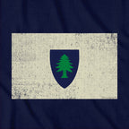 Vintage Massachusetts Flag T-Shirt — graphic detail in Navy