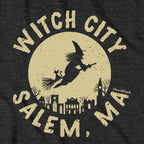 Witch City Salem MA Skyline tee graphic detail in Charcoal