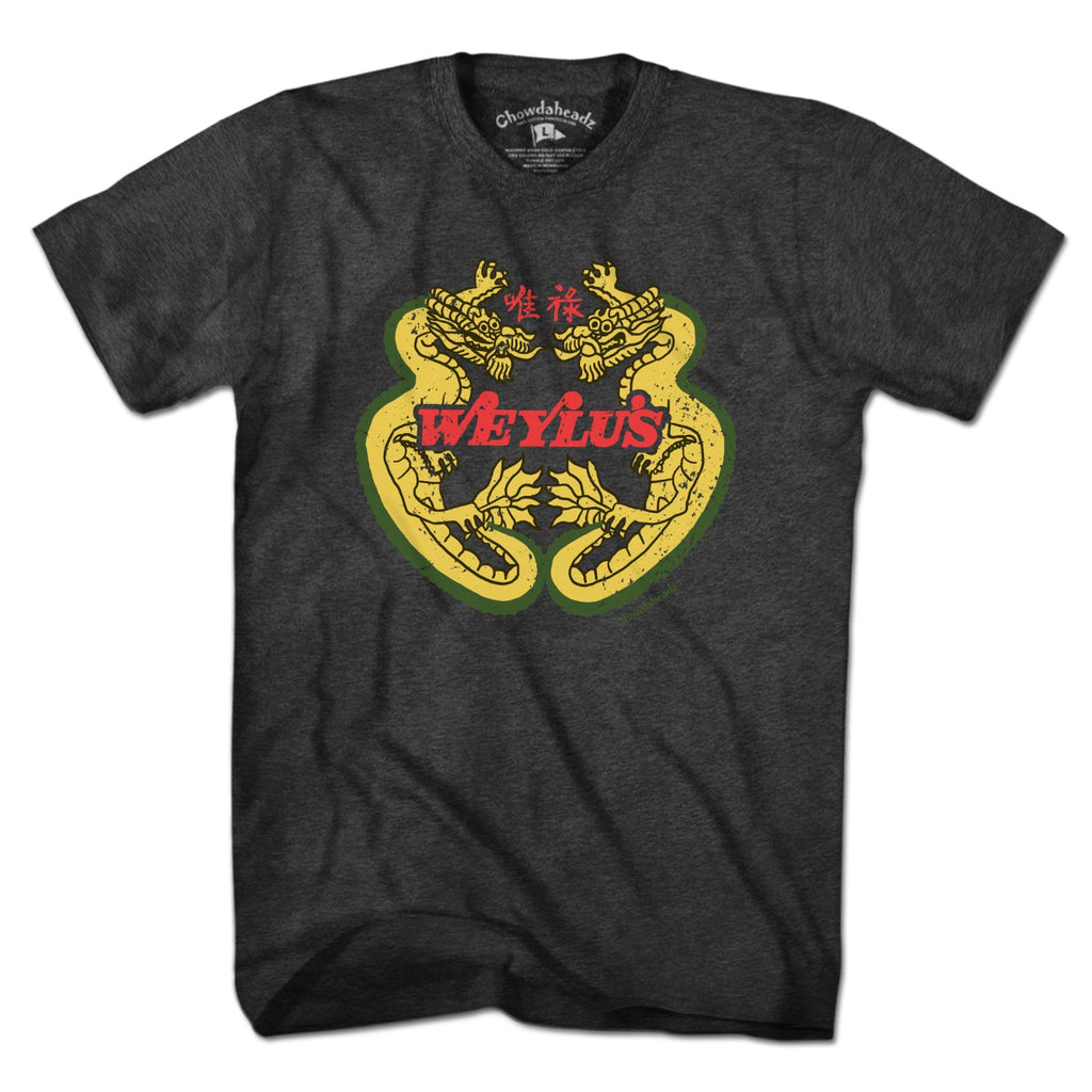 Men's Tee in Charcoal with Weylu's Vintage Sign Route 1 Saugus landmark graphic
