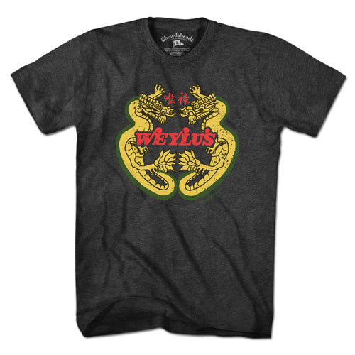 Men's Tee in Charcoal with Weylu's Vintage Sign Route 1 Saugus landmark graphic
