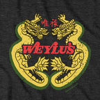 Weylu's Vintage Sign hoodie graphic detail in Charcoal