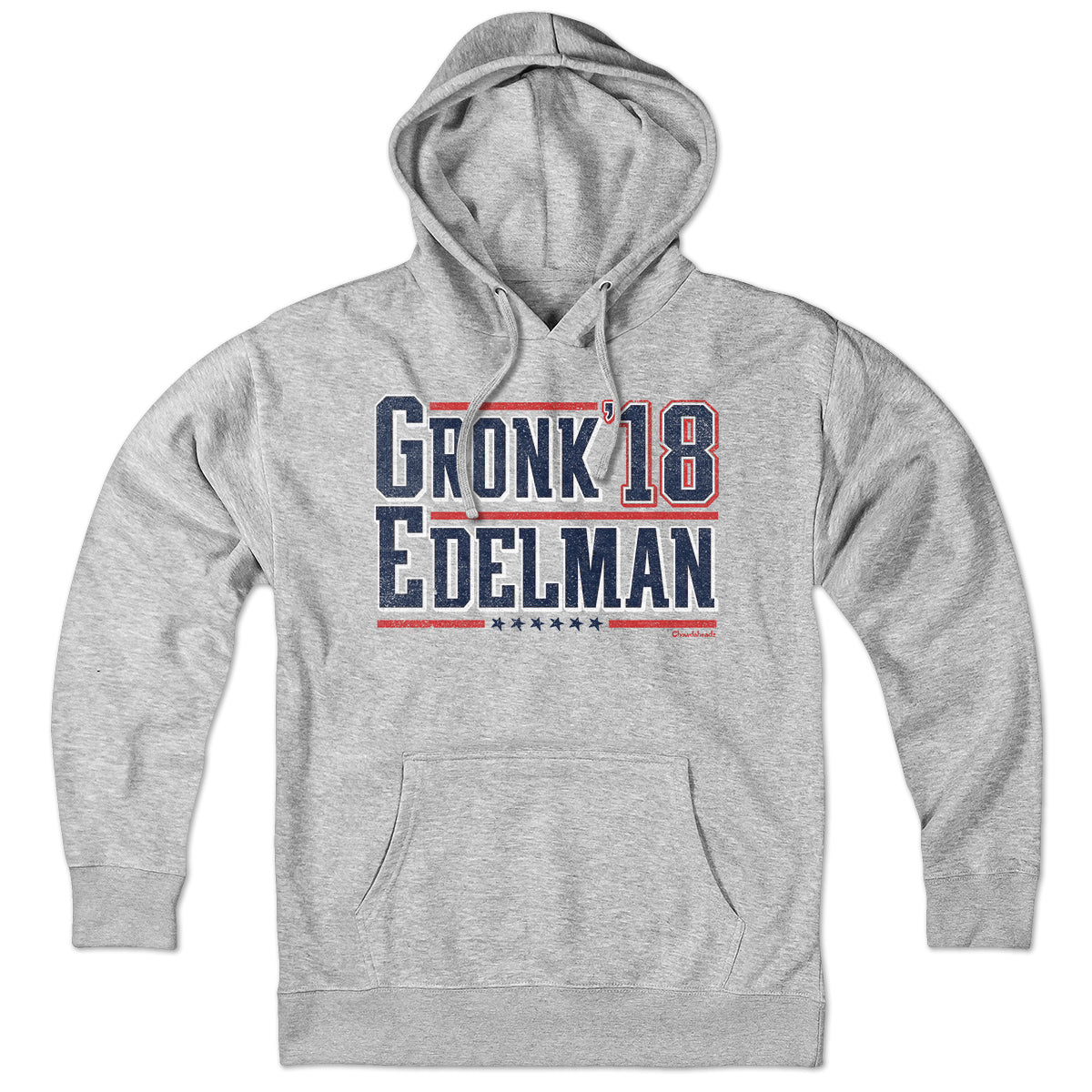 Hoodie in Gray with Gronk Edelman '18 New England football legends graphic