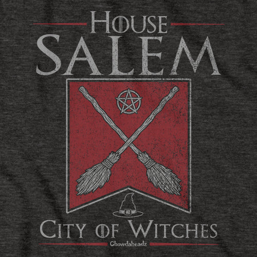 Close-up of the House Salem Broomstick Banner design