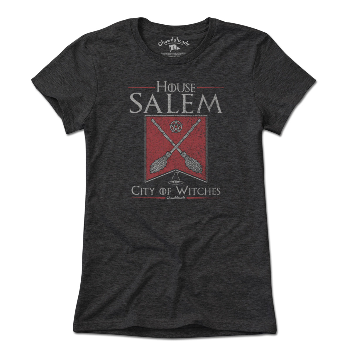 House Salem Broomstick Banner ladies shirt in charcoal