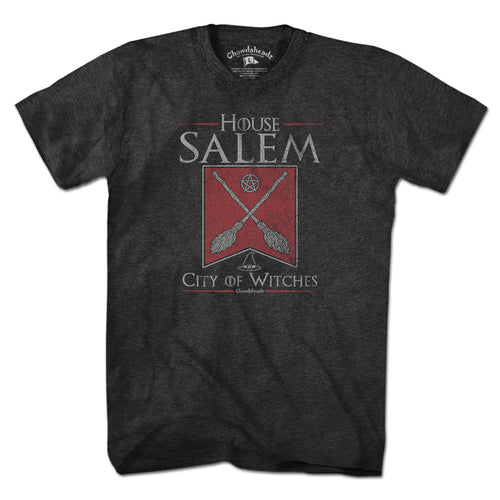 House Salem Broomstick Banner T-shirt in charcoal